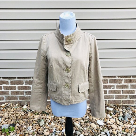 J. Crew Factory Jackets & Blazers - J. Crew Chino Boxy Khaki Tan Jacket Size 4 Hipster Boho Preppy Casual Layering